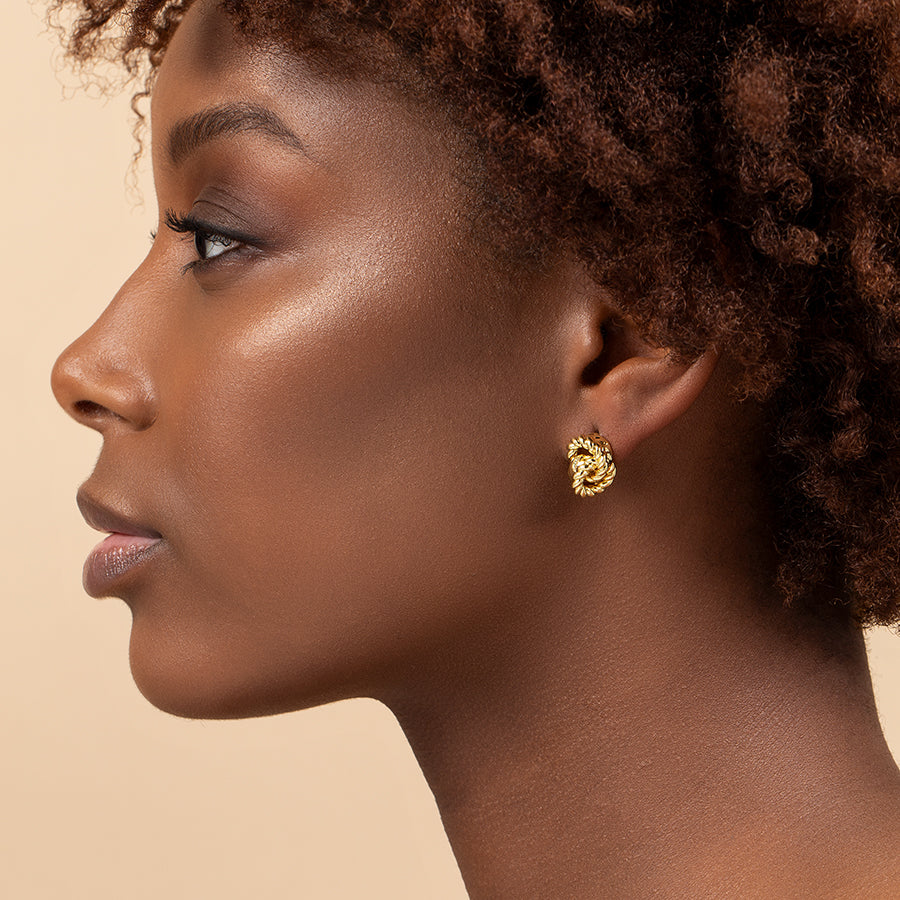 Eternity Stud Earrings | Gold | Model Image | Uncommon James