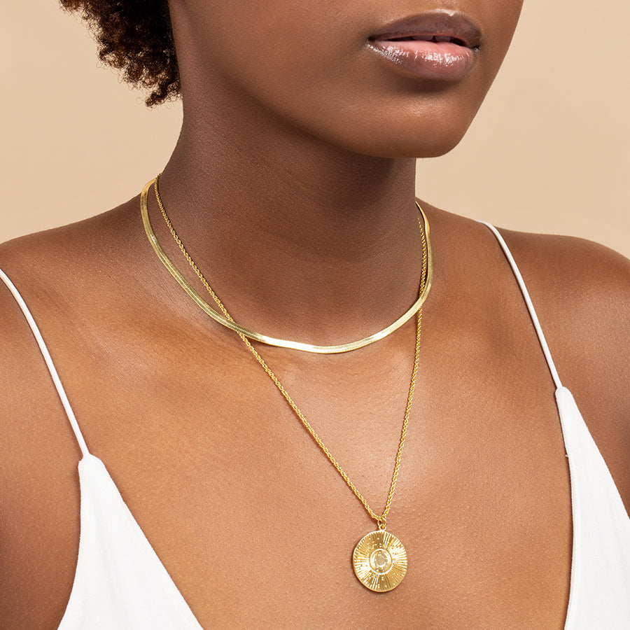 Simple gold chain on sale and locket