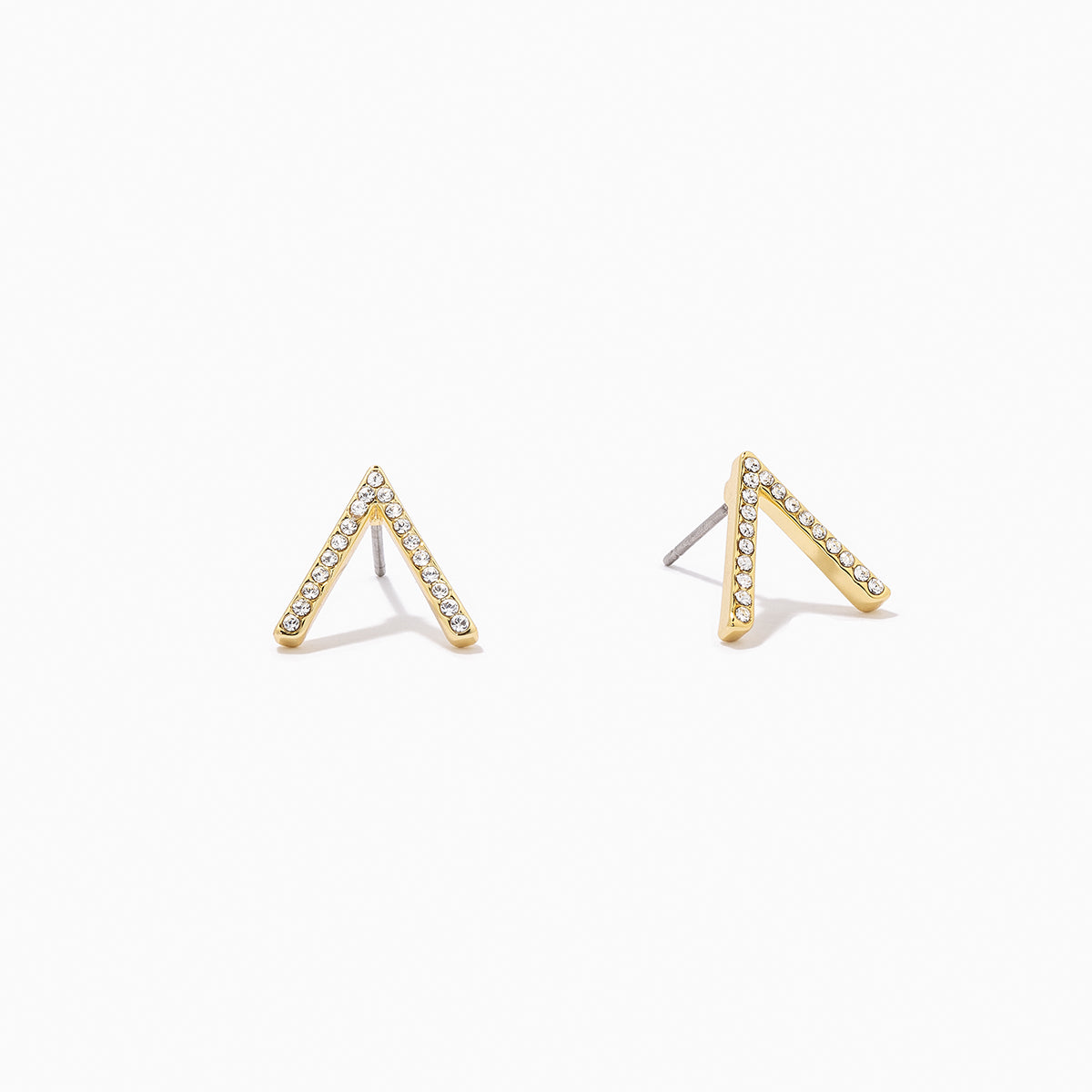 V Letter Stud Earrings Gold V-shaped Studs Triangle Shallow