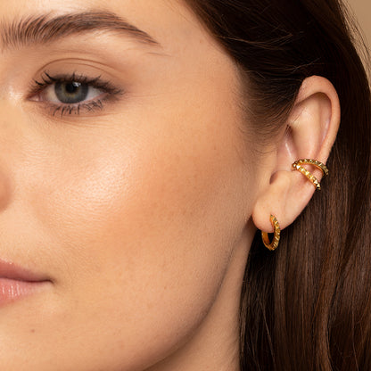 Textured Ear Cuff | Gold | Model Image | Uncommon James