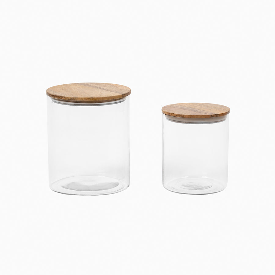 Glass Jars with Wooden Lids (Set of 2) | Product Image | Uncommon James Home