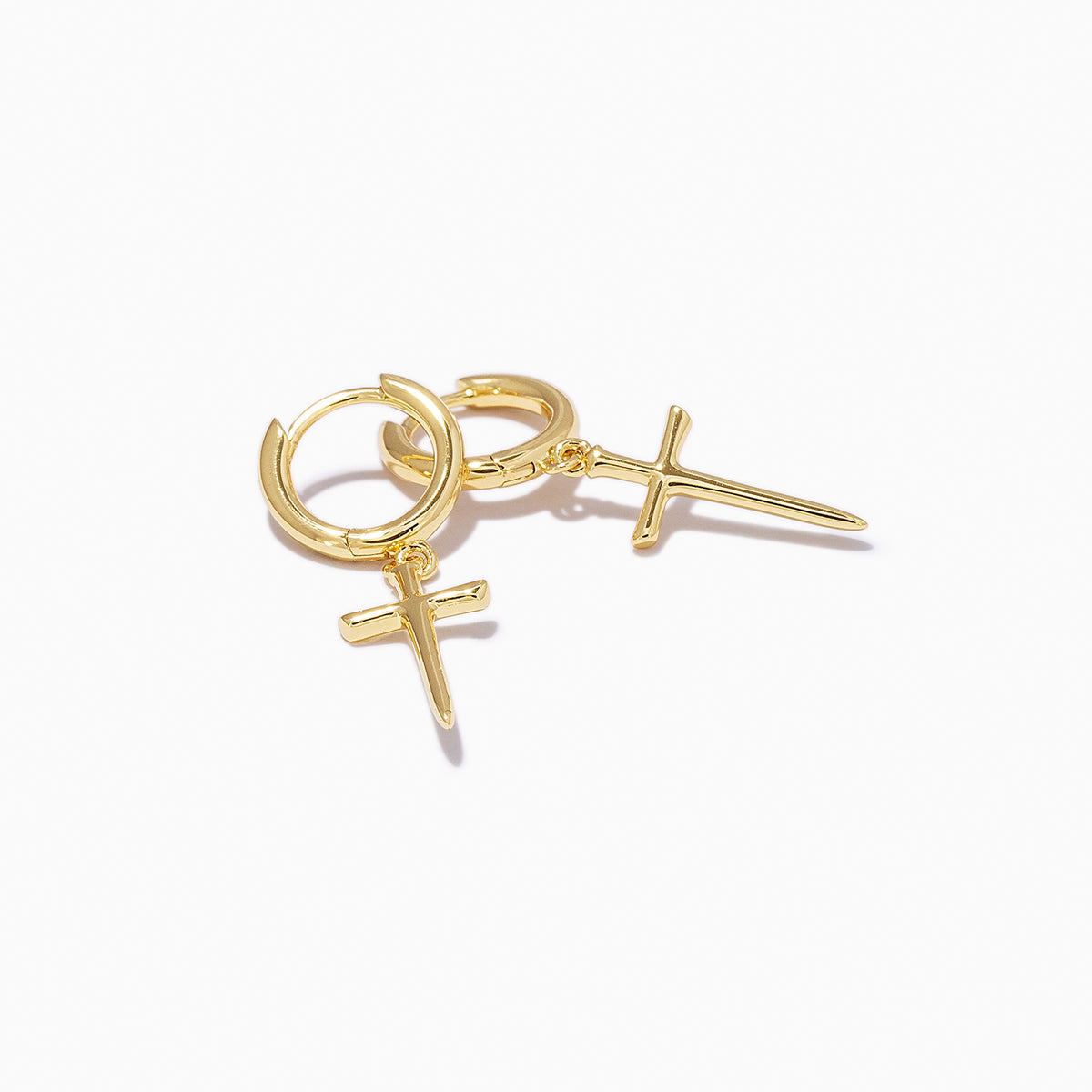 18k Gold Cross Vermeil Dangle Huggie Earrings | Uncommon James