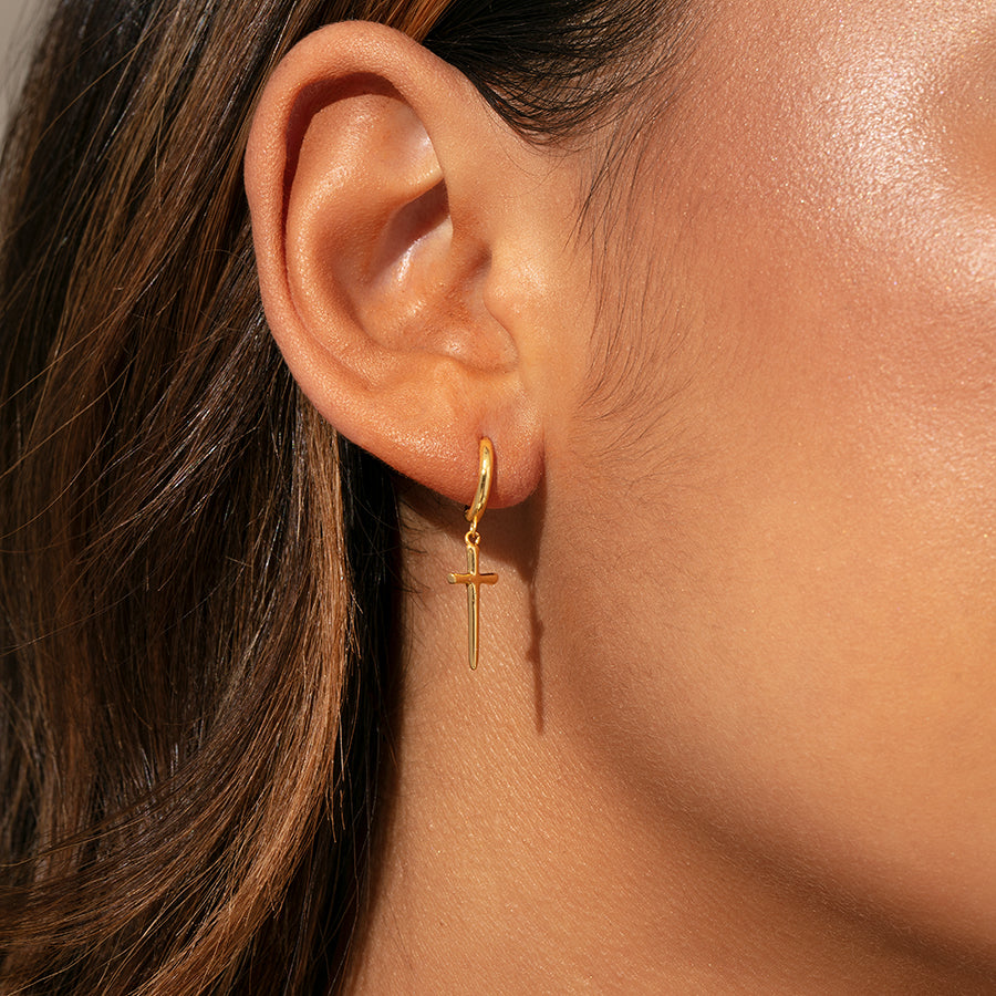 Buy CROSS Earrings Gold Cross Earrings Gold Hoop Earrings Silver Hoop  Earrings Dainty Hoop Earrings Cross Earrings Online in India - Etsy
