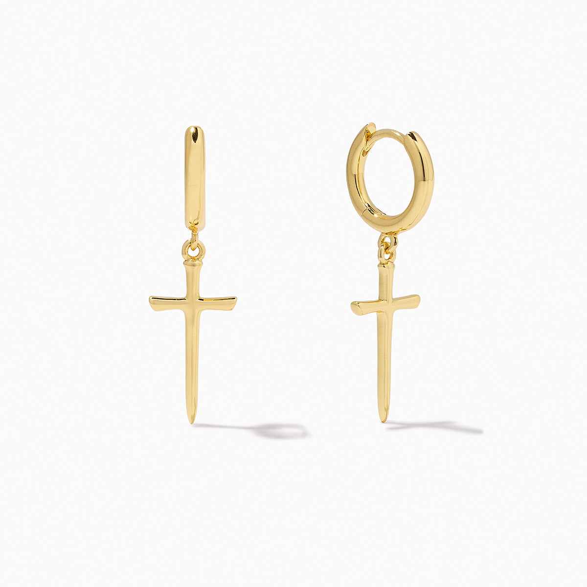18k Gold Cross Vermeil Dangle Huggie Earrings | Uncommon James