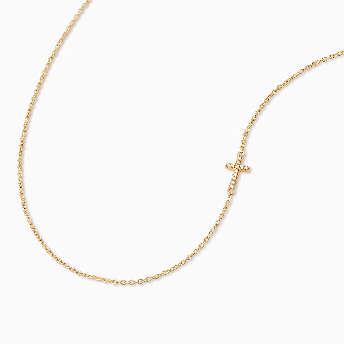 Side Cross Vermeil Necklace | Gold Vermeil | Product Detail Image 2 | Uncommon James