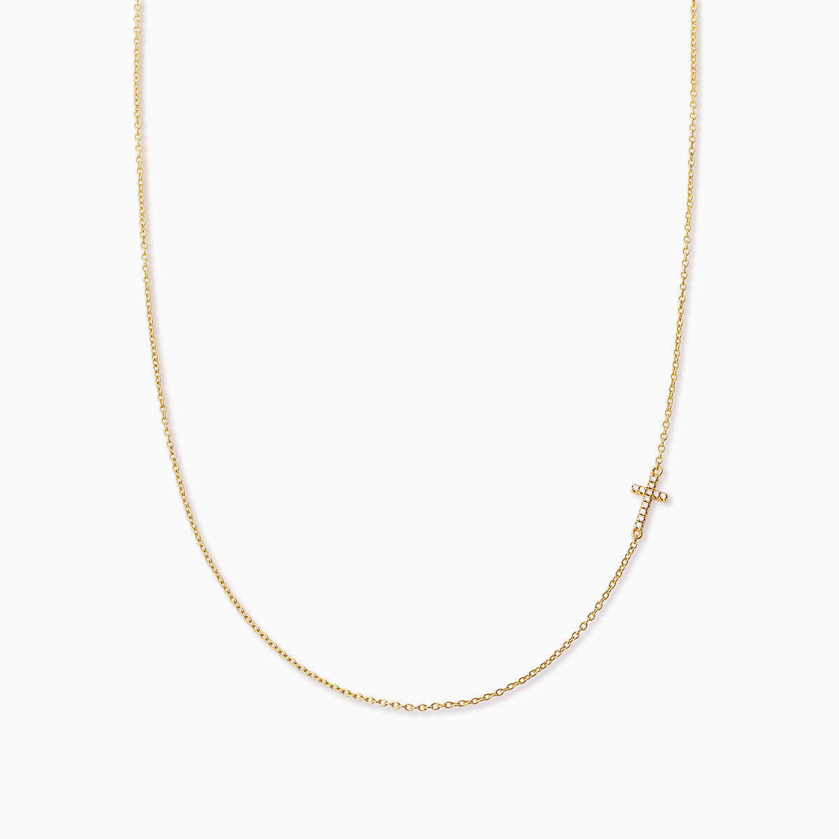 Side Cross Vermeil Necklace | Gold Vermeil | Product Detail Image | Uncommon James