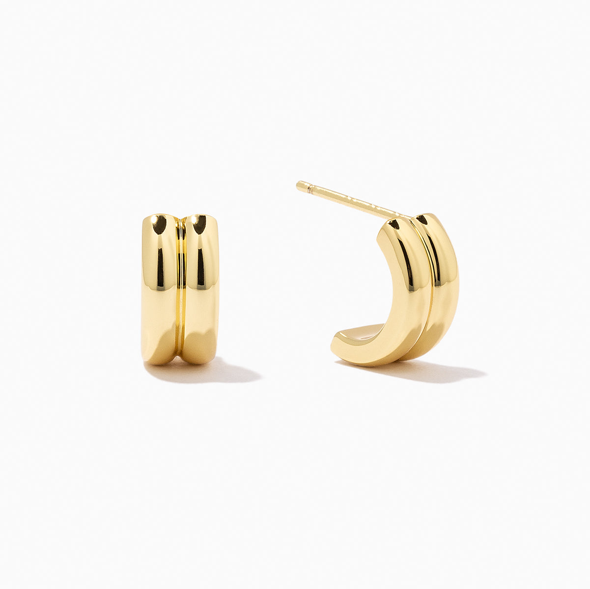 Double Vermeil Huggies Earrings | Gold Vermeil | Product Detail Image | Uncommon James