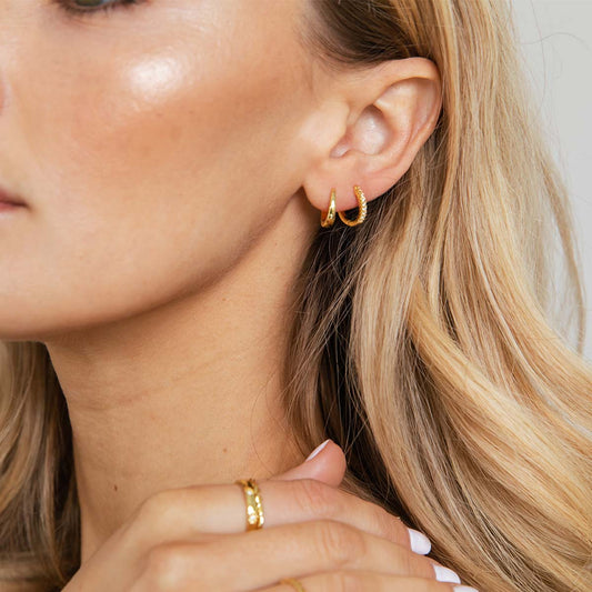 Studded Vermeil Huggies Earrings | Gold Vermeil | Product Image | Uncommon James