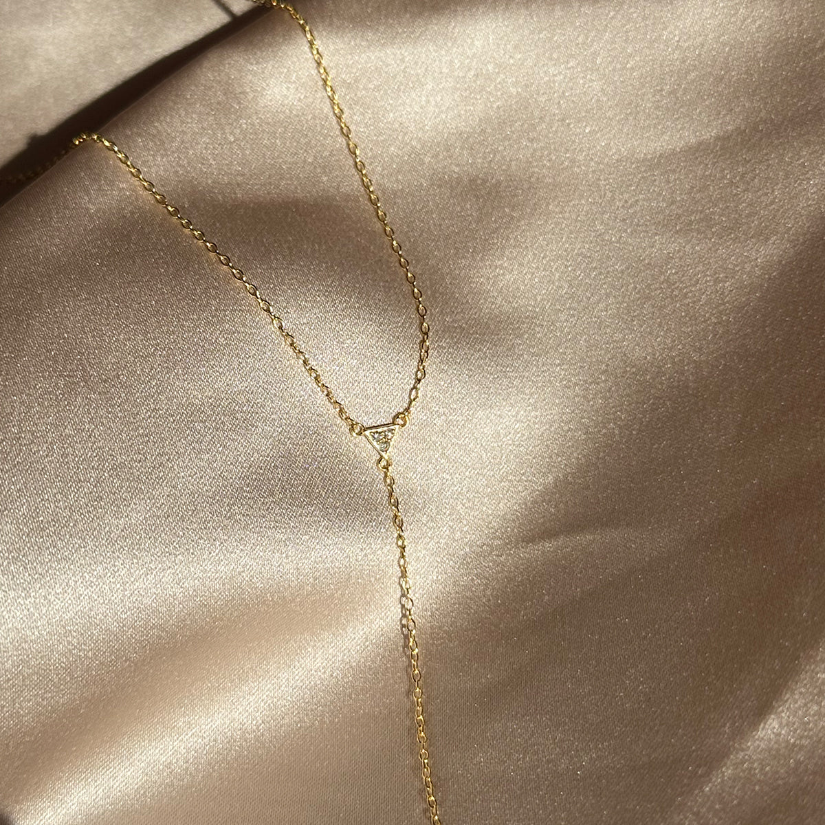 Triangle Diamond Vermeil Lariat Necklace | Gold Vermeil | Lifestyle Image | Uncommon James